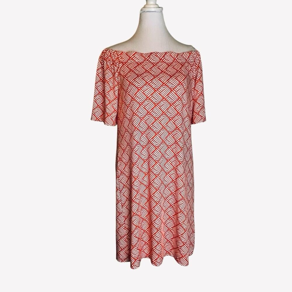 Escapada Off Shoulder Dress Tunic Shift Size S Soft Orange Resortwear Coastal